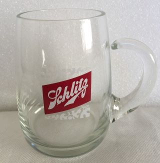 Rare Vintage Schlitz Beer Stein Glass Unique Glass Blown Look Handle