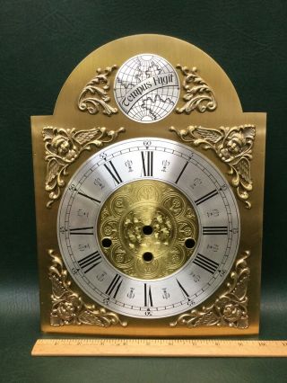 Vintage Tempus Fugit Grandfather Clock Brass Face Dial Holed
