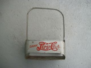 Vintage Double Dot Pepsi Cola Metal 6 Bottle Carrier Advertising