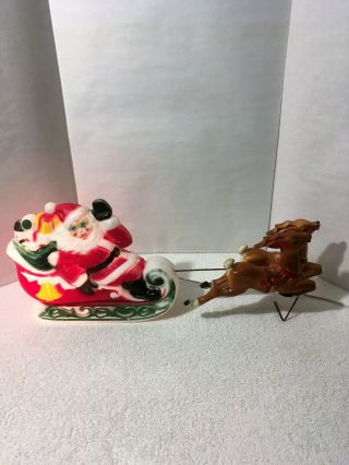 Vintage Empire Santa Claus,  Sleigh & Reindeer Blow Mold 1970 Lighted Christmas