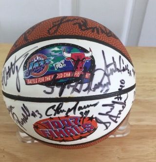 Utah Jazz 1997 Nba Finals Team Signed Mini Collectible Basketball Autographed
