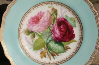 1852 Antique Victorian Copeland China Cabinet Display Plate Handpainted Rose Art