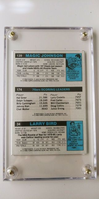 1980 - 1981 Topps Larry Bird 34/ Julius Erving 174/ Magic Johnson 139 Basketb