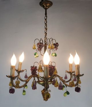 Stunning Murano Glass Venetian 6 Arm Chandelier Fruit Ceiling Light