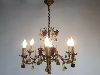 Stunning Murano Glass Venetian 6 Arm Chandelier Fruit Ceiling Light 2