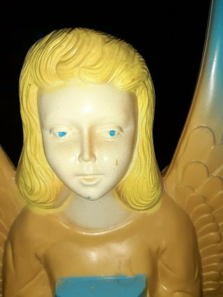 vintage Angel Blonde Blue Eyes Xmas Blow Mold Hard Plastic Light UNION PRODUCTS 2