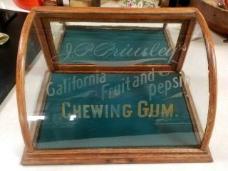 Rare Antique J P Priwleys California Fruit & Pepsin Chewing Gum Display Case