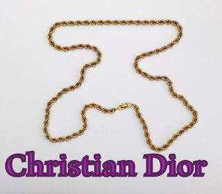 Vintage Authentic " Christian Dior " Gold Tone Chain Necklace 24 " Long 50 G
