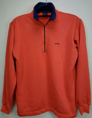 Vintage Patagonia Mens Capilene Fleece Zip Base Layer Shirt Size Large L Orange