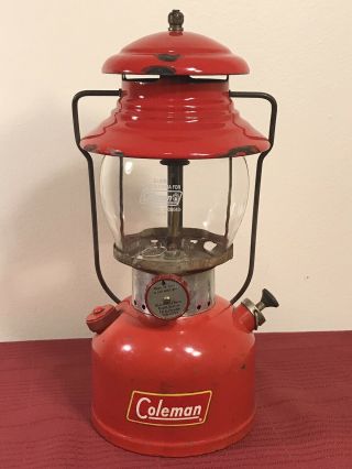 Vintage Coleman Cherry Red 200a Single Mantle Lantern 2 60