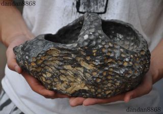 Old Chinese Hongshan Culture Meteorite Iron Primitive Human Carve Hoppet Basket
