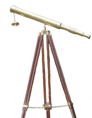 Vintage Floor Standing Brass Telescope Nautical Harbor Master Astro Telescopes