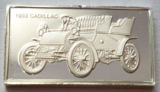 Classic Cars Cadillac 1903 Silver Proof Ingot Made From Franklin