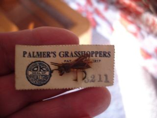 Vintage Palmer ' s Grasshopper Fly Rod Fishing Lure Pat 1917 On The Card 3