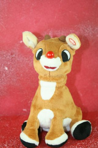 `vintage Gemmy Rudolph The Red Nosed Reindeer Singing Light Up Plush Christmas