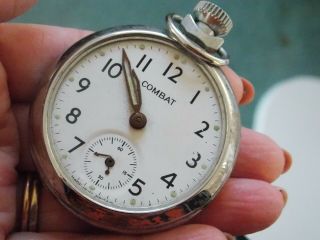 Mens Vintage Windup Pocket Watch By Combat For Repair