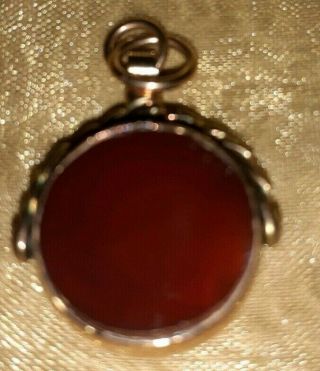 Antique 9ct Gold Carnelian Bloodstone Spinner Fob Seal Pendant 5grams
