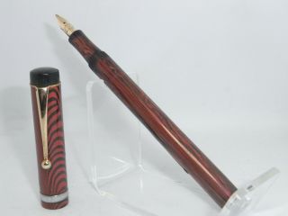 Vintage Red Mottled Hard Rubber The Palladium Pen Fountain Pen Flexy 14ct B Nib