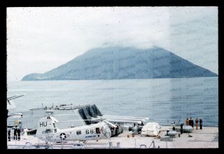 (007) Vintage 1960 35mm Slide Photo - Us Navy Piasecki Helicopter,  Stromboli