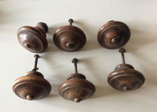 Set 6x Antique French Wooden Chest/drawer/door Handle Knobs