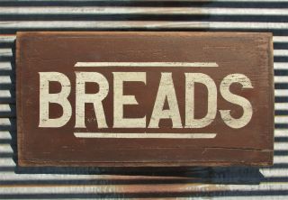 Vintage Wooden Breads Sign Bakery Bread Farm House Antique Old Store