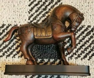 Resin Antique Bronze Horse Statue Animal Sculpture Home Equestrian Gift
