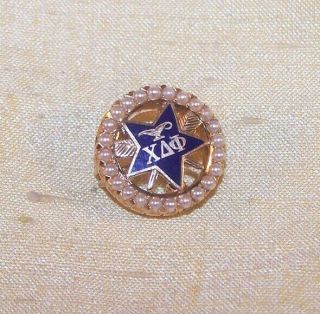 Vintage Chi Delta Phi Fraternity 14k Gold Member Pin / Badge Seed Pearls Old