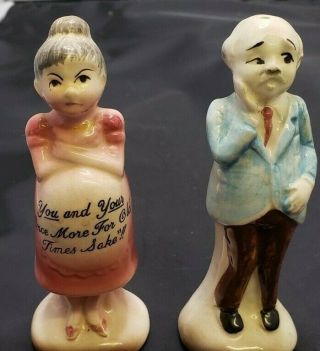 Vintage Salt And Pepper Shakers You And Yours Pregnant Lady Nervous Man Funny