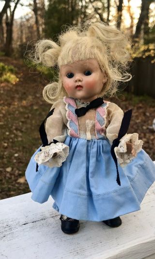 Vintage Vogue Ginny Doll 7 1/2” Strung Blue Eyes