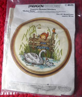 Vintage Paragon Crewel Embroidery Kit Hummel Stitchery Mother Swan