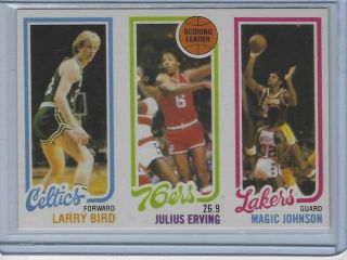 1980 - 1981 Topps Larry Bird / Julius Erving / Magic Johnson 6 Basketball Card
