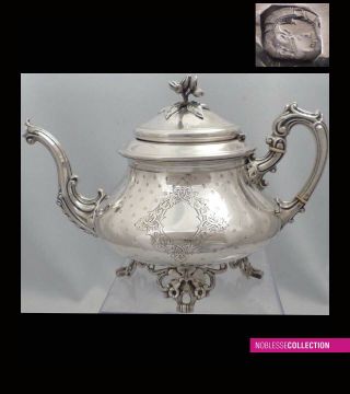 Debain Antique 1860s French All Sterling Silver Tea Pot Napoleon Iii Style 711g