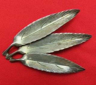 Stuart Nye Sterling Silver Vintage Brooch Pin Etched Leaf Modernist Signed 845k