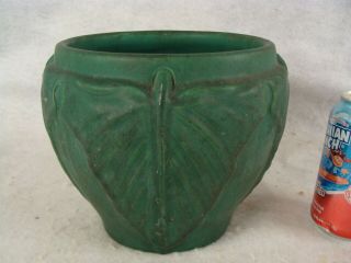 Antique Weller Pottery Matte Green Lotus Leaf Jardinière Vase