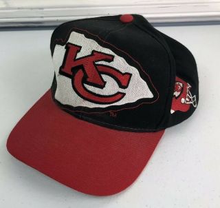 Vtg 90s Kansas City Chiefs Big Logo Arrowhead Snapback Hat 1 Apparel Co Usa