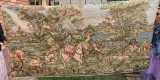 Antique French Aubusson Style Wall Hanging Tapestry - 100 X 196 Cm