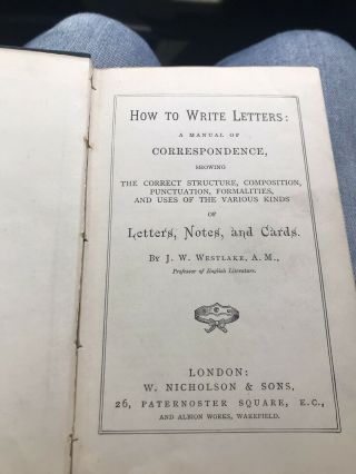 Antique book ‘How To Write letters’ J W Westlake 2