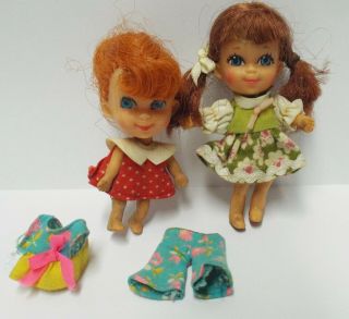 2 Vintage 3 " Little Liddle Kiddle Mattel Dolls & Outfit