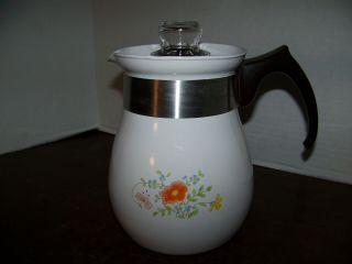Vintage Corning Ware 6 Cup Stove Top Percolator Coffee Pot P - 166 Wildflower