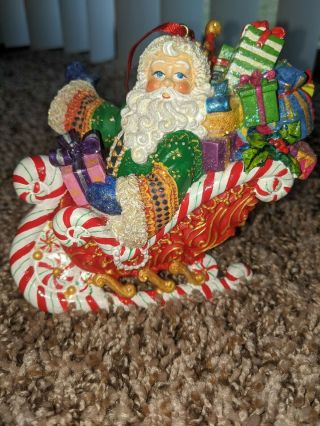 Vintage Christopher Radko Santa In Sleigh With Toys Christmas Ornament Vivid Wow