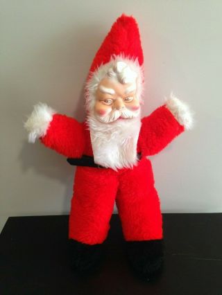 Vintage Plush Santa With Rubber Face Rushton ? 19 " Tall