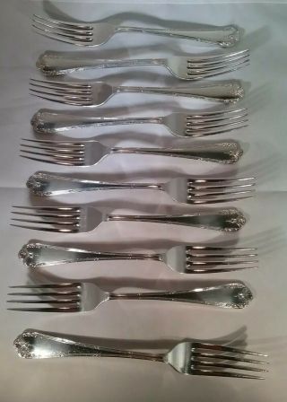 Vintage Set Of 10 Silver Plated Dinner Forks Louis Xvi Pattern Roberts & Belk