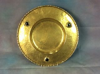 Arts & Crafts Brass Charger / Alms Dish With Ruskin Cabochons Uk Delivery