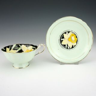 Vintage Paragon China - Daffodil Painted Cabinet Cup & Saucer - Art Deco
