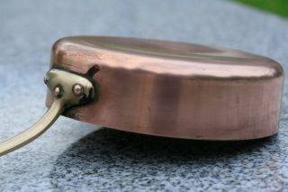 Antique Copper Saute Pan Saucepan Tin Bronze Handle 9.  6inch 3.  3lbs 1.  5mm