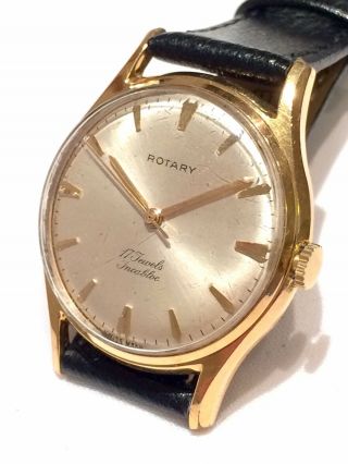Vintage Large Gold Plated Swiss Rotary Mens Dress Watch 17 Jewels