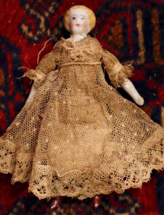 Antique C1890 5 " China Head Doll W/nice Outfit & Orig Body
