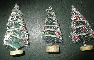 3 VINTAGE BOTTLE BRUSH CHRISTMAS TREES = 4 1/4 