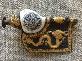 Chinese Qing Dynasty Tibetan Tibet Old Dragon Conch / W 28.  4[cm] Museum Quality