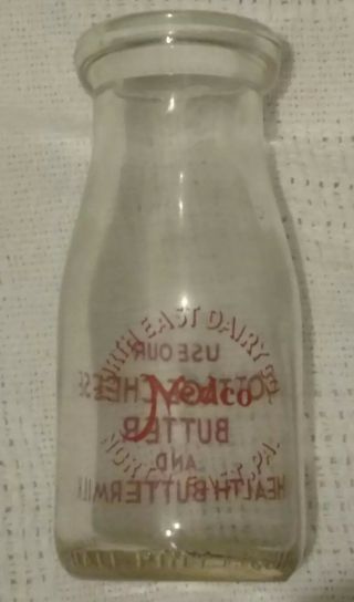 Vintage Nedco Glass Half Pint Milk Bottle North East Dairy Co.  Pa Print Embossed